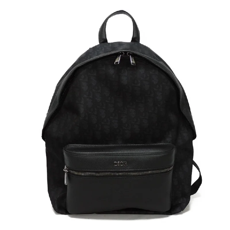 Dior Backpack 1PEBA088YPN_H10E Nylon x Grained Calfskin (embossed) black Oblique Galaxy rider