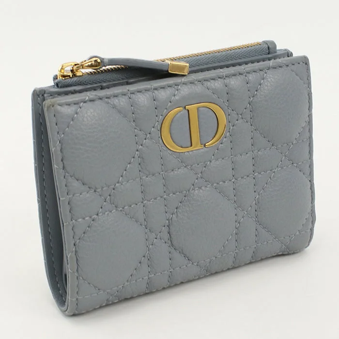 Christian Dior S5173 UWHC M81B Bi-fold wallet Canage Dahlia Wallet Calfskin gray Women