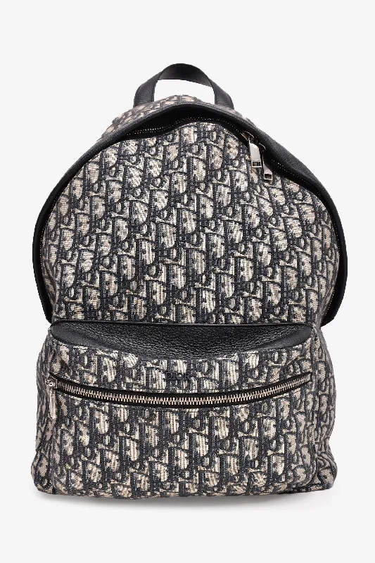 Christian Dior 2022 Navy Oblique Jacquard Rider Backpack (As Is)