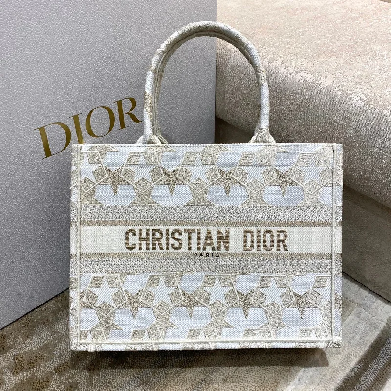 Christian Dior MeChristian Diorum Book Tote Embroidery Stars Gold Bag, Beige,