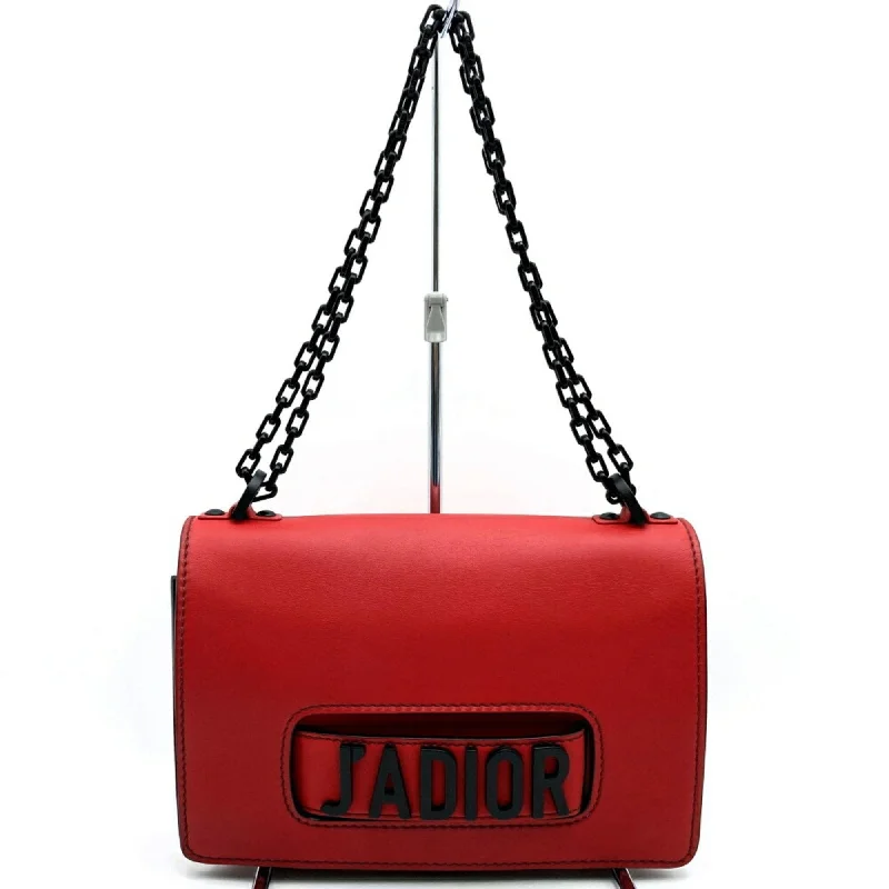 Christian Dior Dior JADIOR Chain Shoulder Bag Leather Red/Black Maria Grazia Chiuri Women's