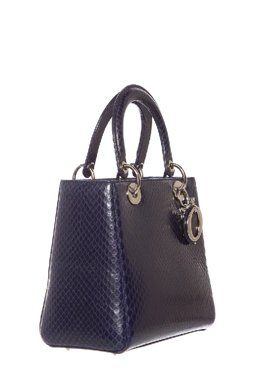 Christian Dior Medium Navy Snakeskin Lady Dior Handbag