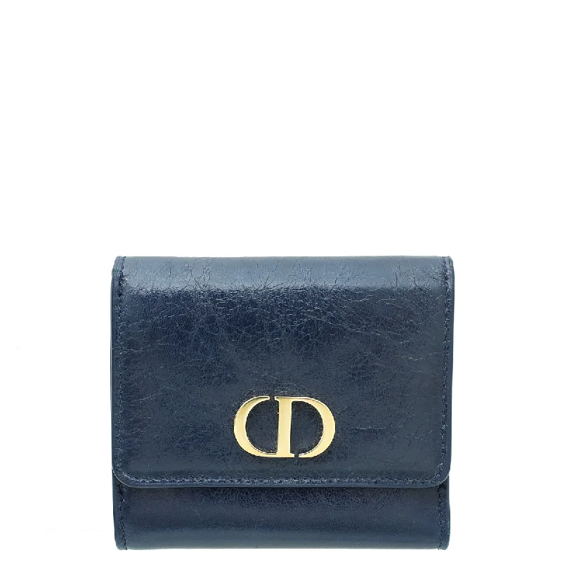 Christian Dior Navy Blue 30 Montaigne Lotus Wallet