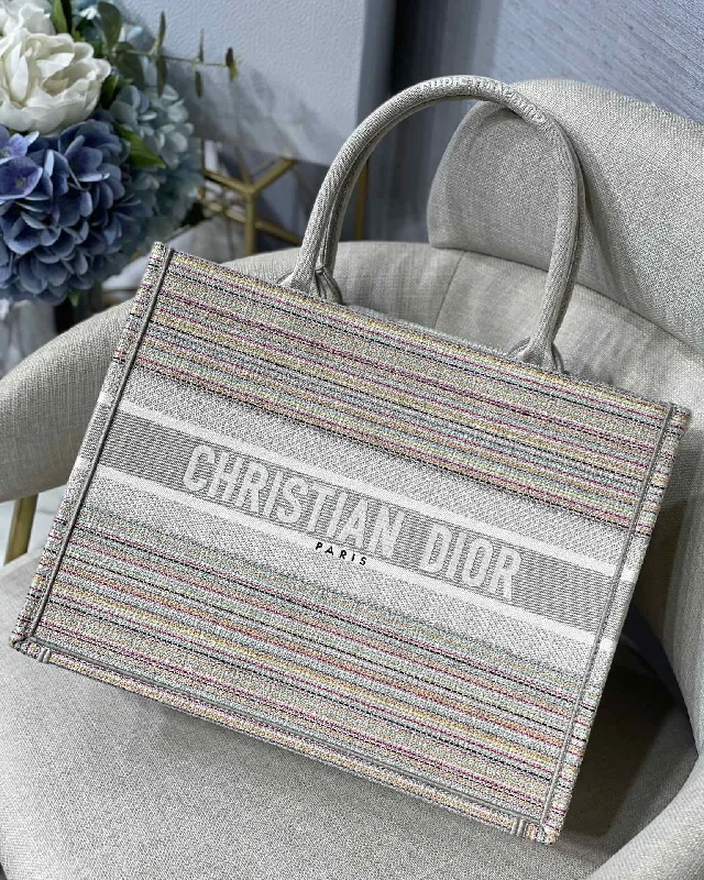 Christian Dior MeChristian Diorum Book Tote Bag Canvas Stripes Embroidery