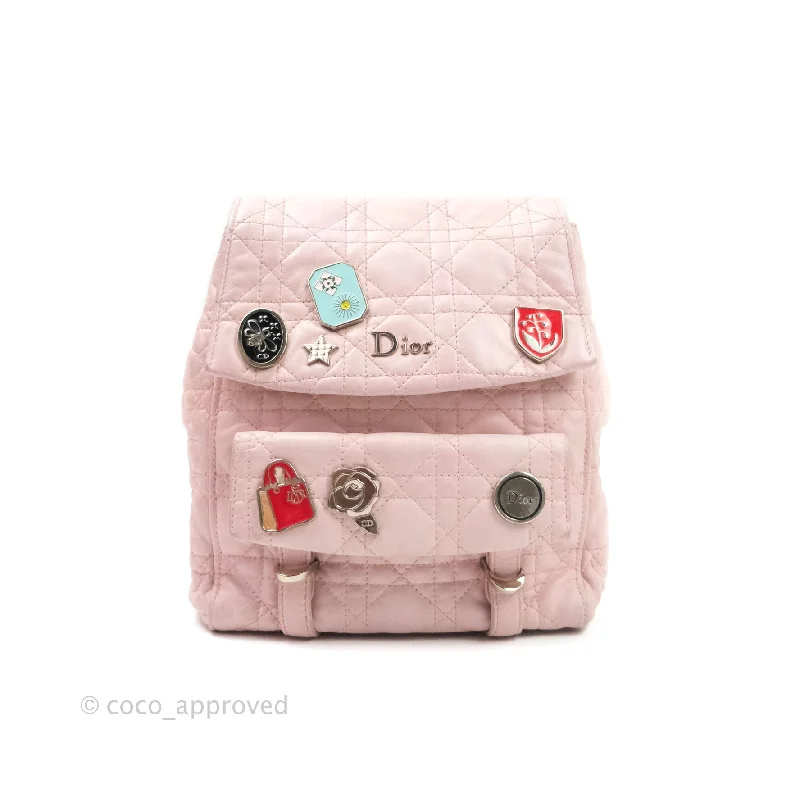 Christian Dior Lambskin Cannage Small Lucky Badge Stardust Backpack Soft Pink