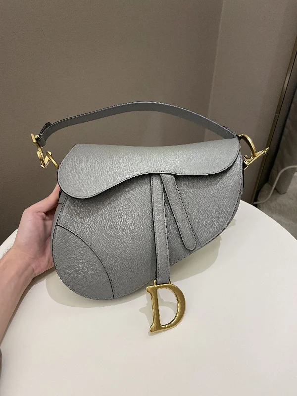 Dior Saddle Bag Gray Grained