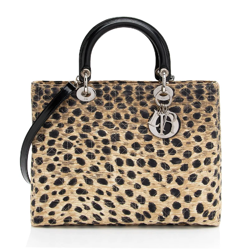 Dior Vintage Canvas Leopard Lady Dior Large Tote (SHF-ec5zqj)