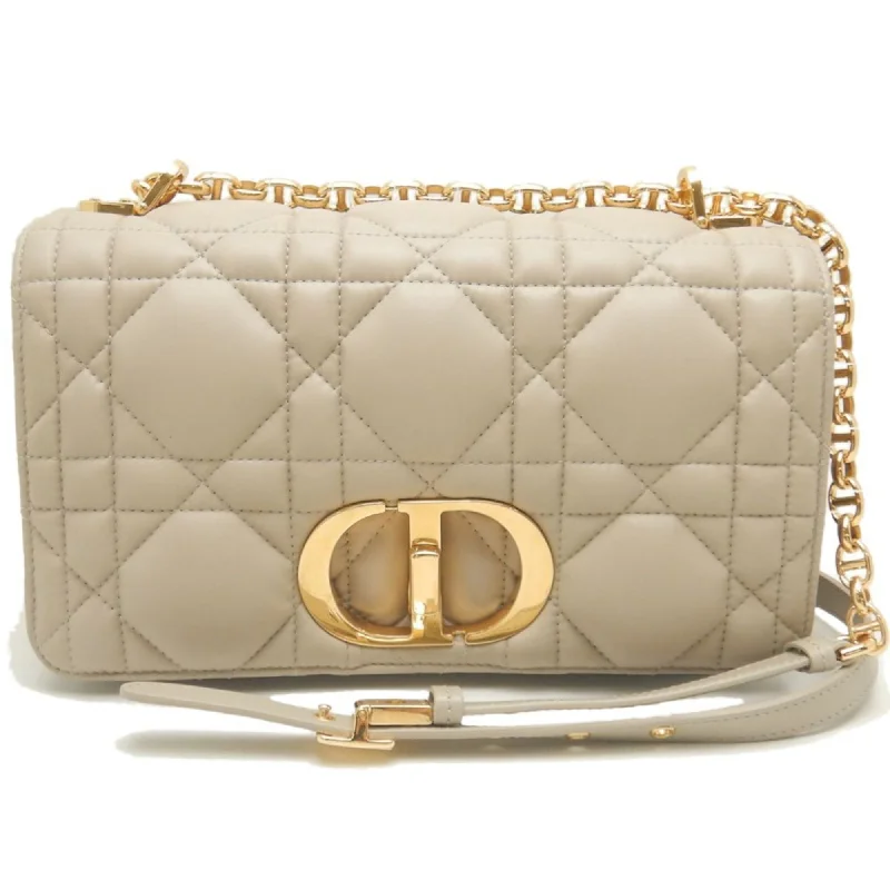 Christian Dior Dior Caro Medium Macrocannage Shoulder Bag in Calfskin Beige 252243